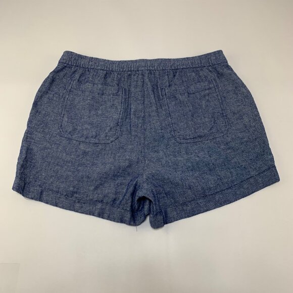 Old Navy Blue Chambray Linen Blend High Rise Pull On Shorts L - Picture 5 of 5